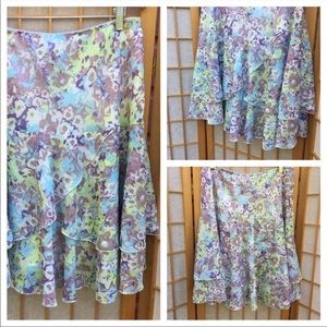 NWT Tribal Floral Ruffled Skirt SZ 14